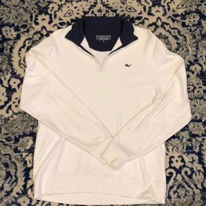 Vineyard Vines White pullover w/ Navy collar